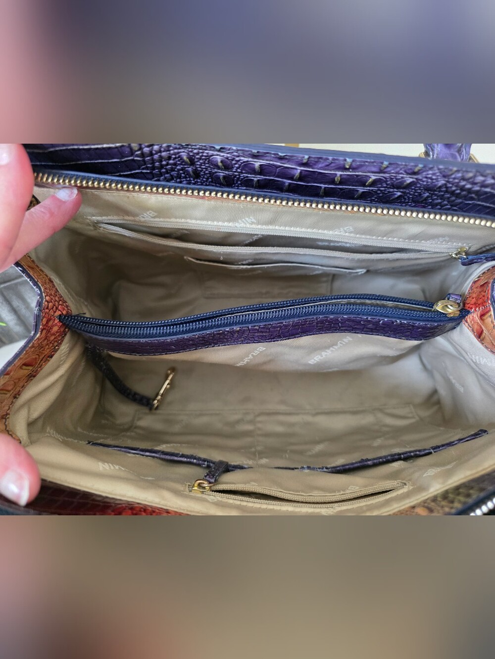 Brahmin Mini Asher Mojave Vineyard Embossed Leather Tote Crossbody - Picture 15 of 16